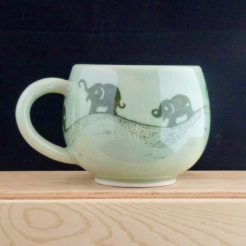 Adventurous Elephant Teacup - Handmade