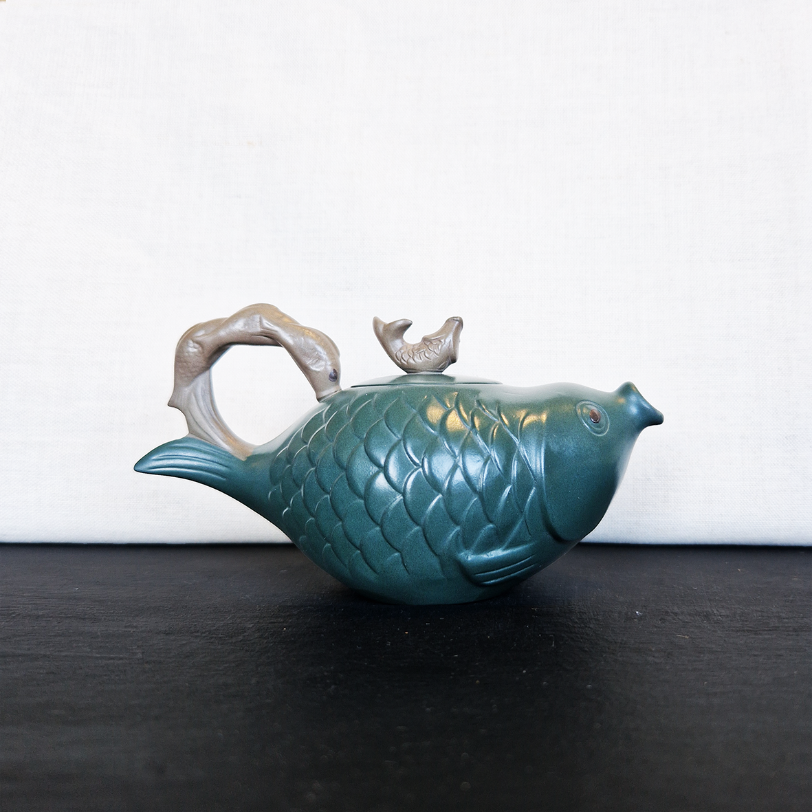 Lucky Five Fish Teapot- Teal