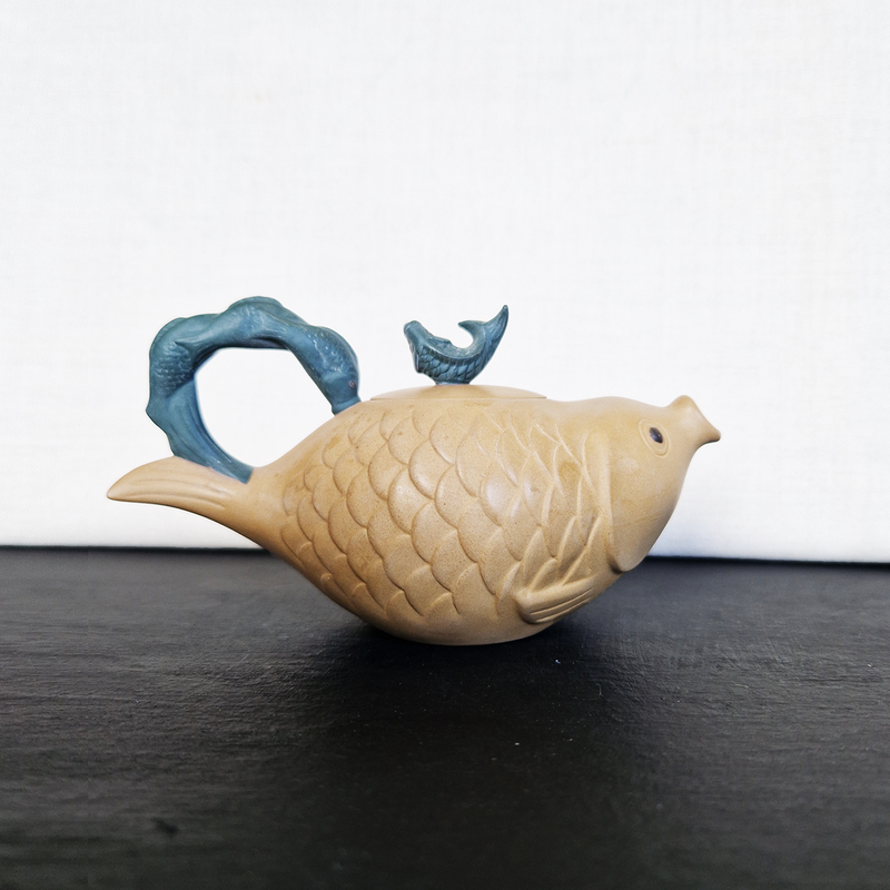 Lucky Five Fish Teapot - Sandstone